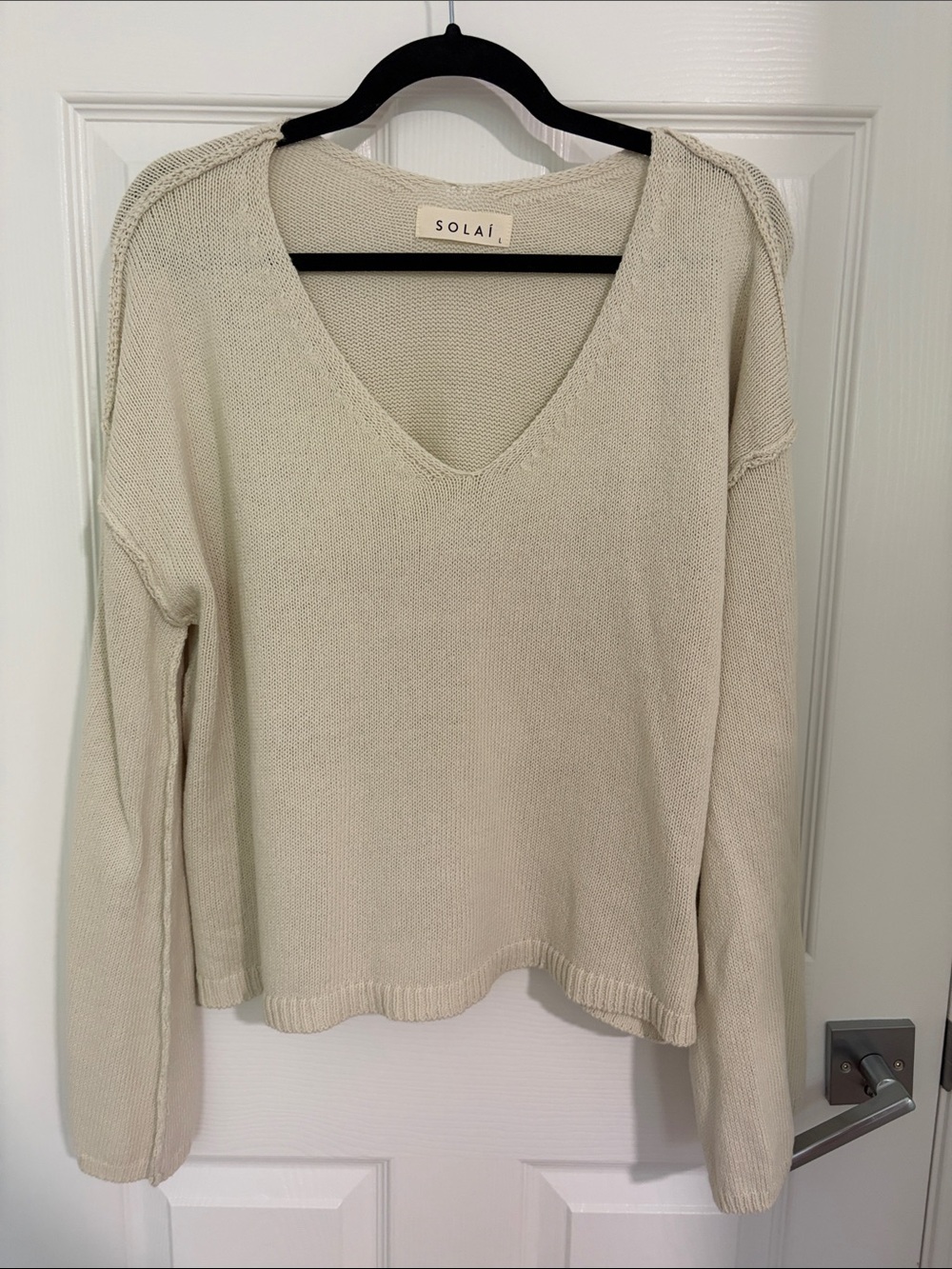 Solar Cream V-Neck Knit Sweater